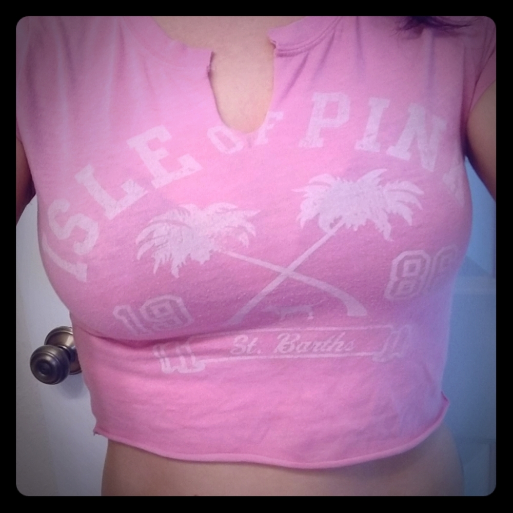 VS PINK crop top neck slit 86 Victoria's Secret